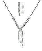 Grooved rim necklace-Necklace and earrings set AD85152-3280