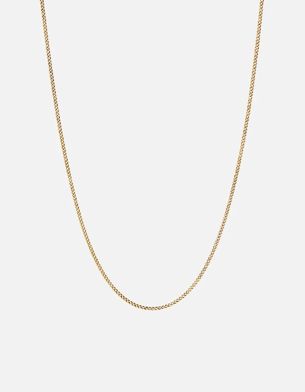 Slack coil necklace-1.3mm Cuban Chain Necklace, 14k Gold