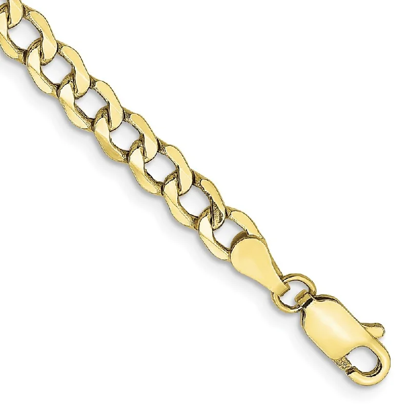 Shimmering jade bracelet-10k Yellow Gold 4.3mm Semi-Solid Curb Link Chain Bracelet, 7"