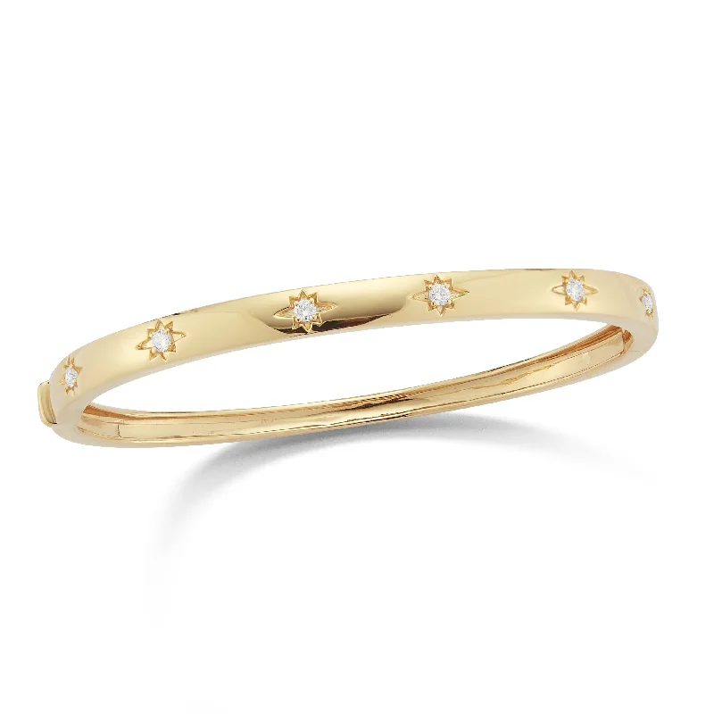 Offset stone bracelet-Diamond Starburst Bangle Bracelet