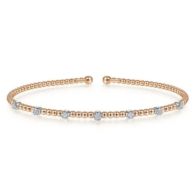 Tesselated design bracelet-14K White and Rose Gold 0.20ctw Diamond Bangle Bracelet