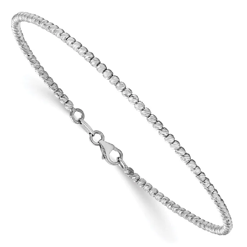 Fine-cut bracelet-14k White Gold 2mm Diamond-Cut Beaded Bracelet, 7"