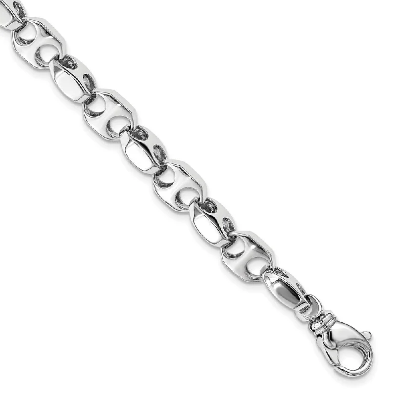 Glowing minimalist bracelet-14k White Gold 7.2mm Hand-polished Fancy Link Bracelet, 8.25"