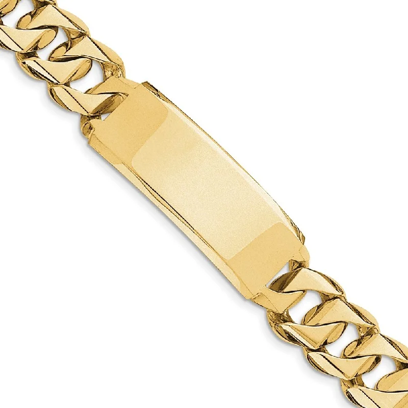 Ten-gem bracelet-14k Yellow Gold Hand-polished Heavy Curb Link ID Bracelet, 8.5"