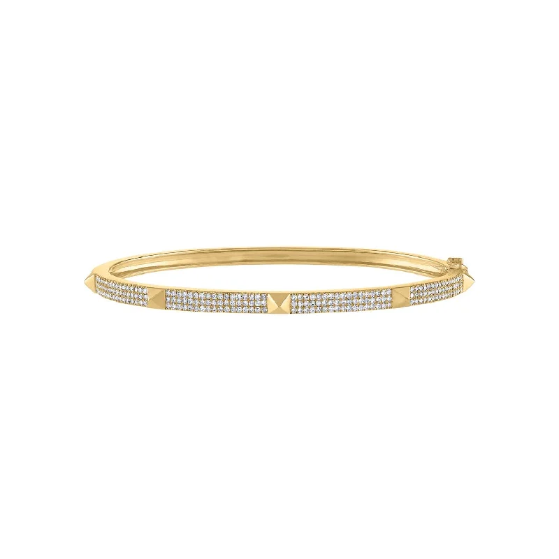 Layered tier bracelet-14KT GOLD DIAMOND PYRAMID BANGLE BRACELET