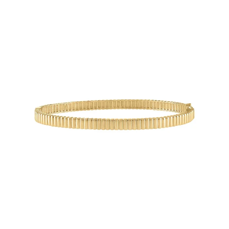 Icy topaz bracelet-14KT GOLD RIDGE BANGLE BRACELET