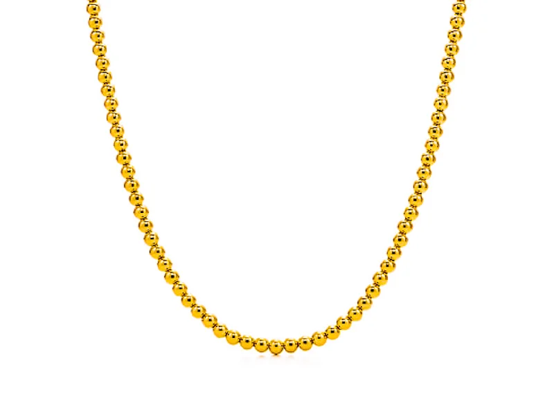 Wire-curve necklace-18k Gold Bead Necklace - 5mm