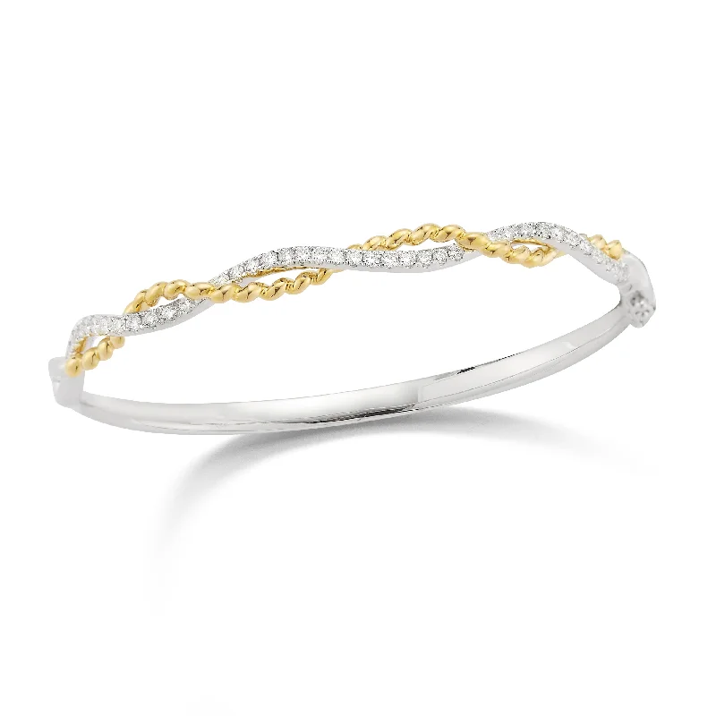 Broad-level bracelet-Diamond Twist Bangle Bracelet