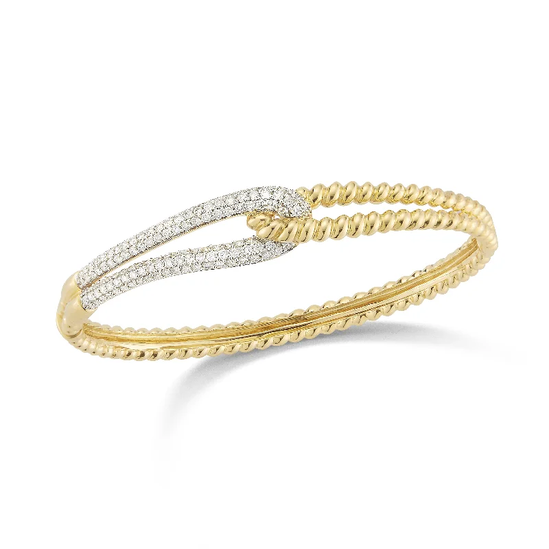 Swept gem bracelet-Large Diamond Linked Rope Bangle Bracelet