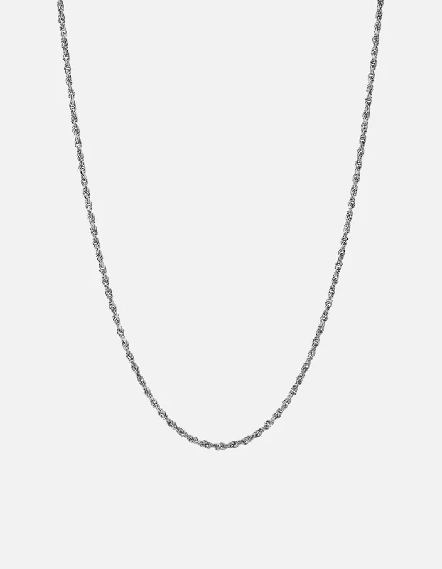 Crafted gold necklace-2.4mm Rope Chain Necklace, Sterling Silver