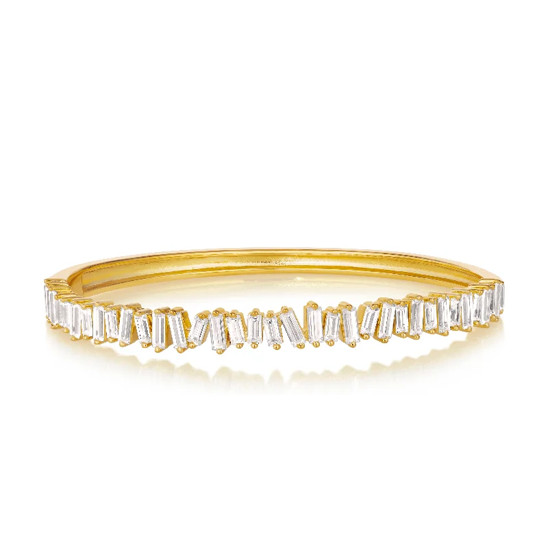 Etched band bracelet-2 Carat Diamond Crystalline Baguette Bangle