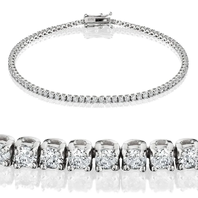 Five-heart bracelet-2ct Lab Created Diamond Tennis Bracelet 14K White Gold 7"