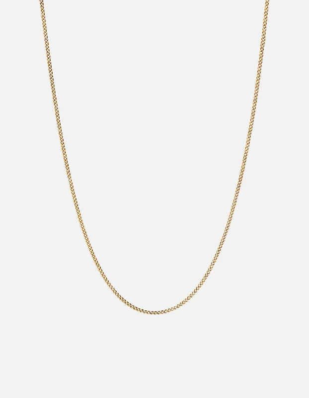 Fine-cut necklace-2mm Cuban Chain Necklace, 14k Gold