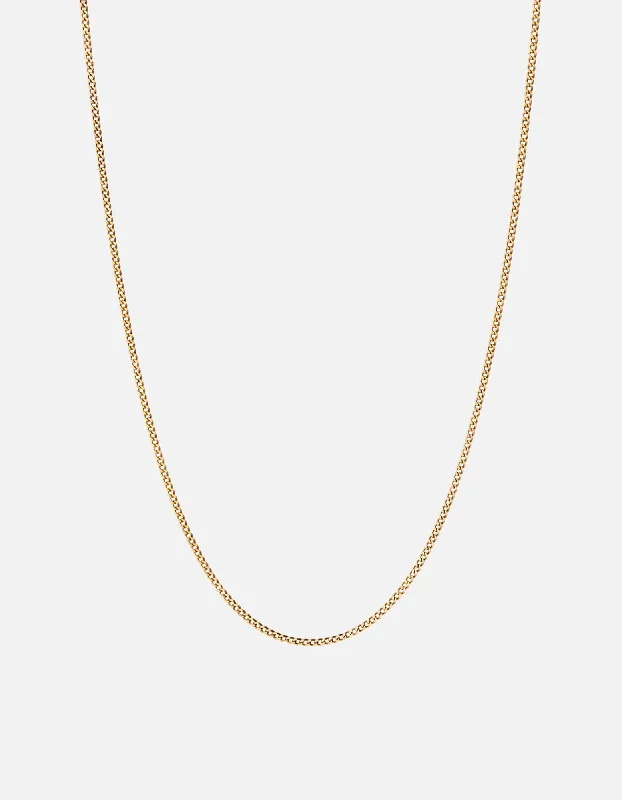 Stamped design necklace-2mm Cuban Chain Necklace, Gold