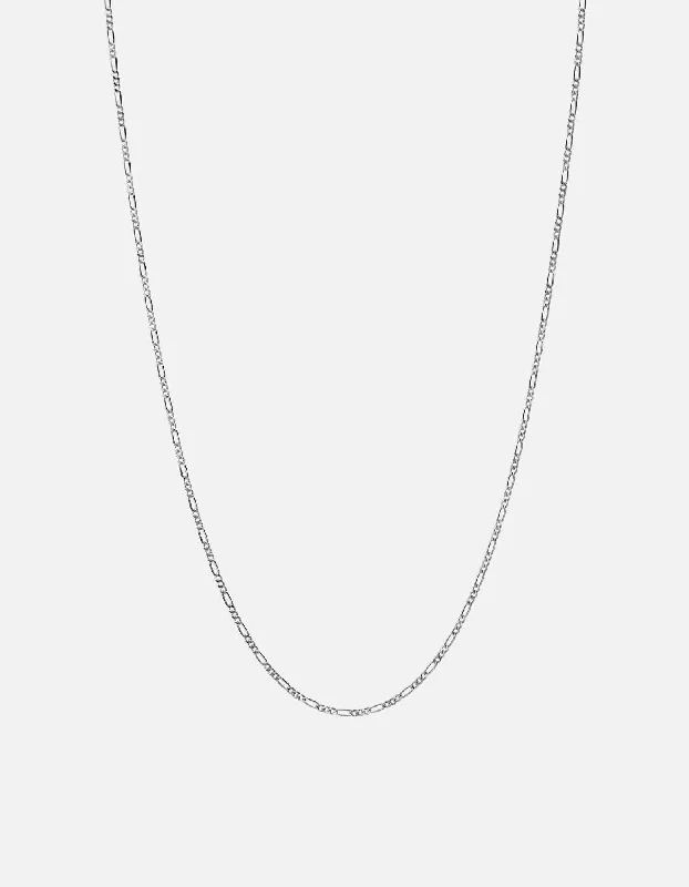 Dewdrop gem necklace-2mm Figaro Chain Necklace, Sterling Silver