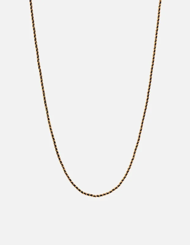 Twinkling crystal necklace-2mm Woven Chain Necklace, Gold Vermeil