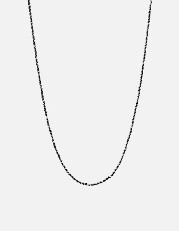 Stamped gem necklace-2mm Woven Chain Necklace, Sterling Silver