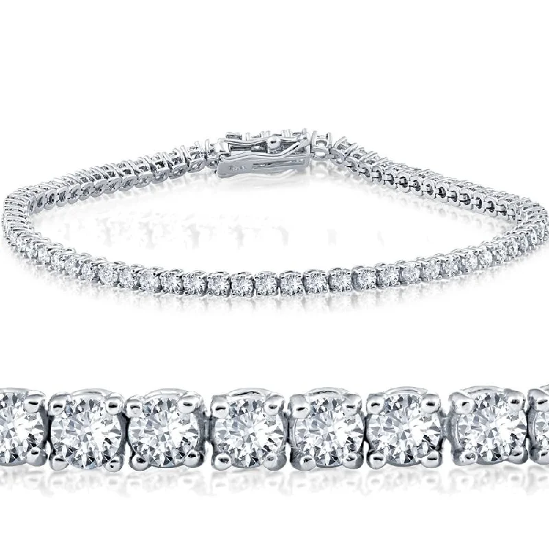 Flowing arc bracelet-3 Carat Round Cut Lab Grown Diamond Tennis Bracelet In White Gold 7"