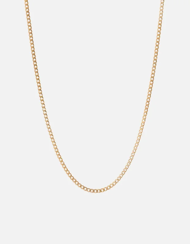 Crafted silver necklace-3mm Cuban Chain Necklace, 14k Matte Gold