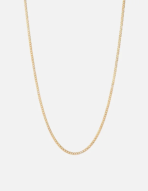 Radiant silver necklace-3mm Cuban Chain Necklace, Gold