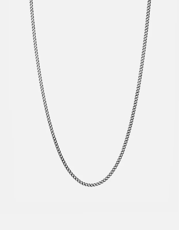 Ten-gem necklace-3mm Cuban Chain Necklace, Sterling Silver