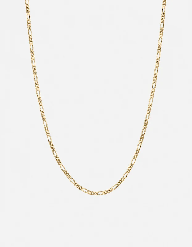 Ragged edge necklace-3mm Figaro Chain Necklace, Gold Vermeil