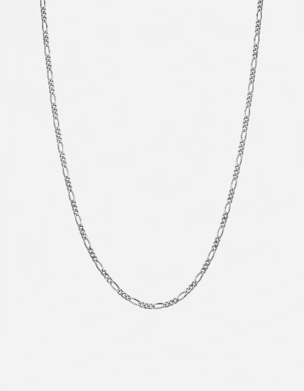 Stellar burst necklace-3mm Figaro Chain Necklace, Sterling Silver