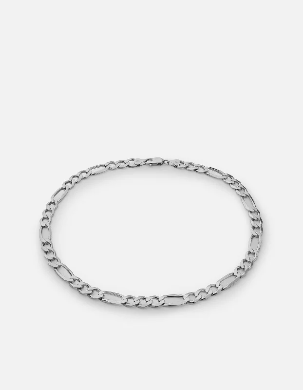 Tesselated chain necklace-4.5mm Figaro Chain Choker, Sterling Silver