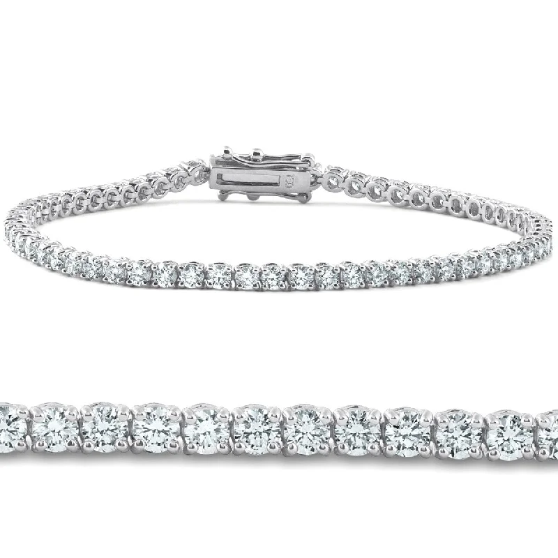 Vine-curl bracelet-4 Carat TW Round Cut Diamond Tennis Bracelet White Gold Lab Grown