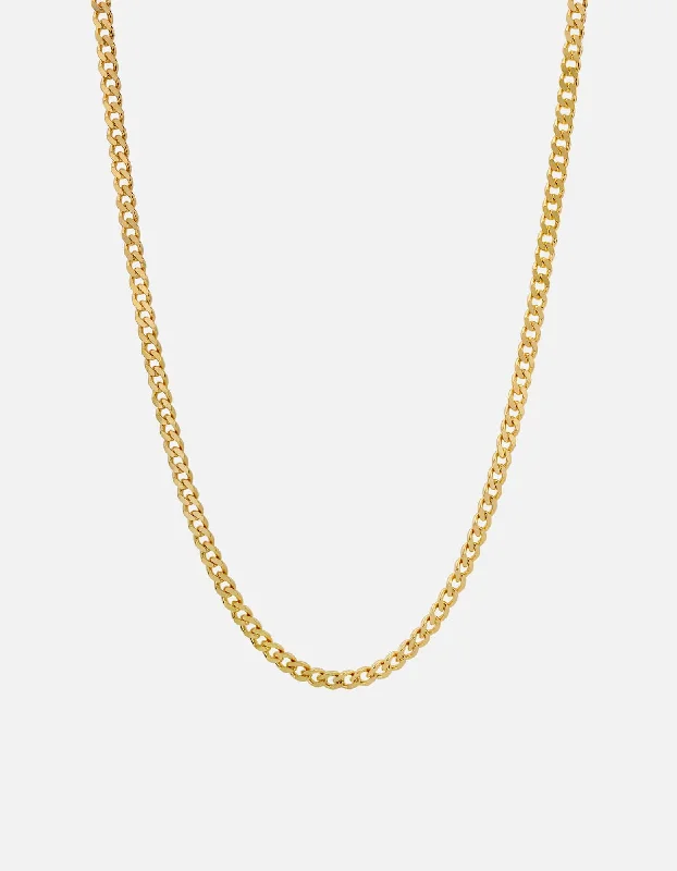 Natural sapphire necklace-4mm Cuban Chain Necklace, Gold Vermeil