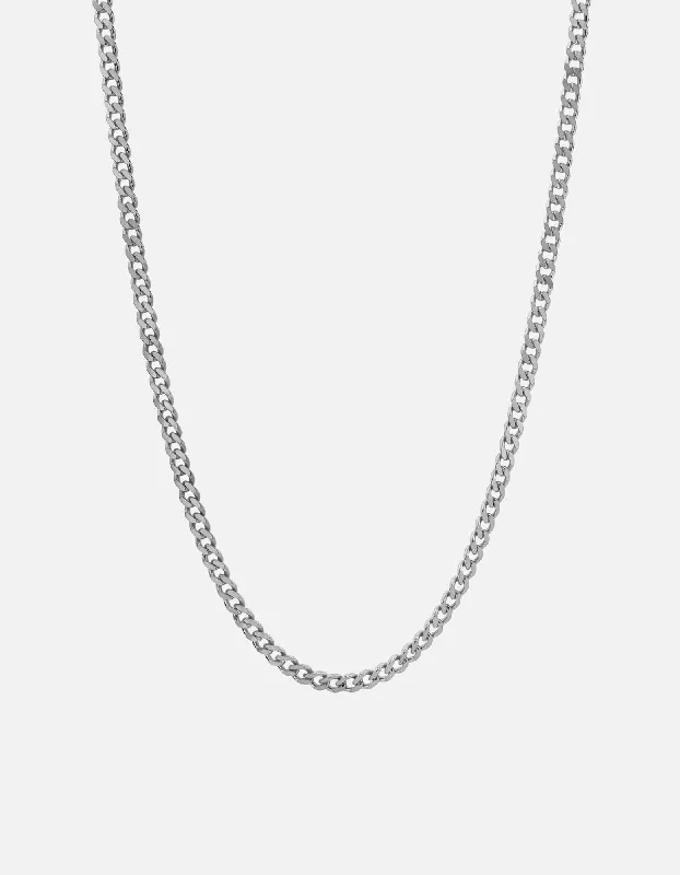 Glowing minimalist necklace-4mm Cuban Chain Necklace, Sterling Silver