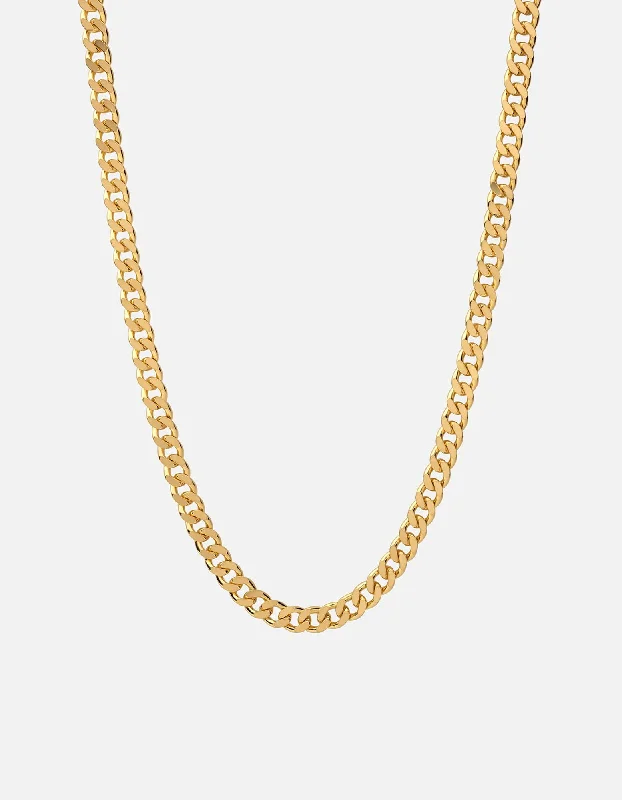 Shiny nickel necklace-6.5mm Cuban Chain Necklace, Gold Vermeil