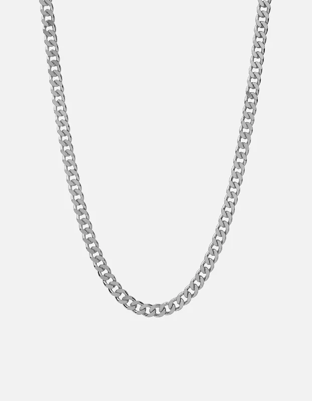 Knotted cord necklace-6.5mm Cuban Chain Necklace, Sterling Silver