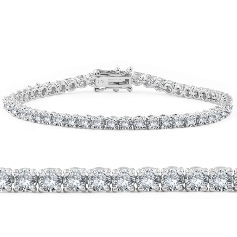 Broad-level bracelet-6ct EX3 Lab Grown Diamond Tennis Bracelet 18K White Gold 7 Inches