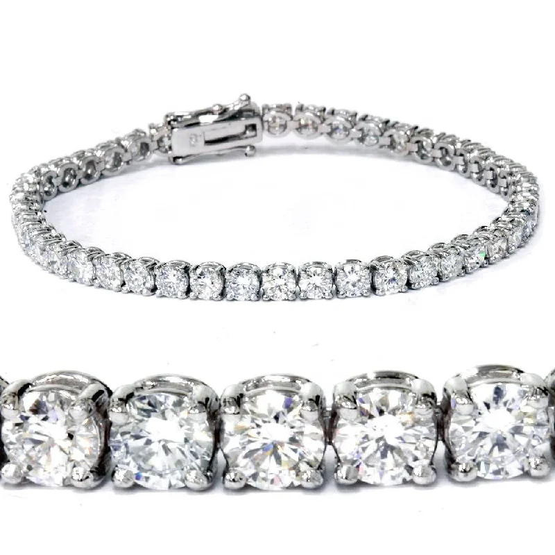 Reed cluster bracelet-7 Ct T.W. Round Lab Grown Diamond Tennis Bracelet White Gold 7"