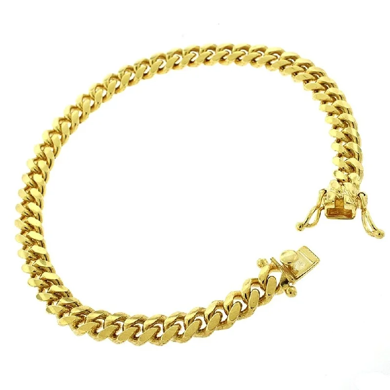 Angled stone necklace-Authentic 14k Yellow Gold 6mm Solid Miami Cuban Curb Link Thick Necklace Chain 8.5", Men & Women, In Style Designz