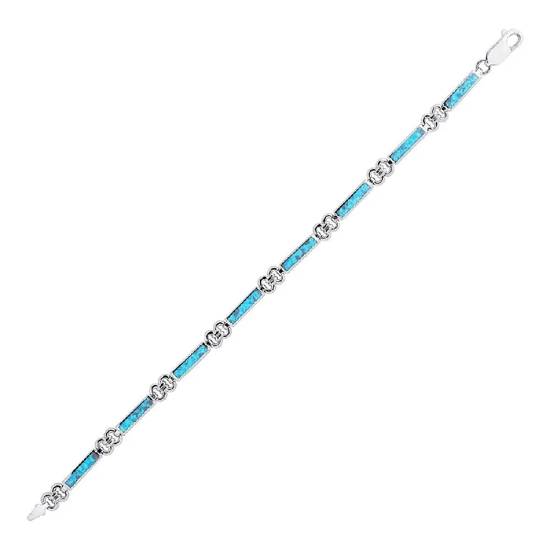 Prism crystal bracelet-Bar and Oval Link Bracelet with Opal in Sterling Silver