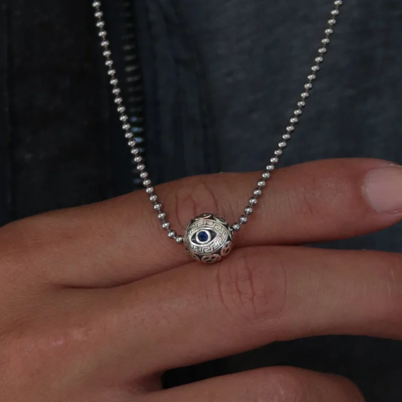 Pale morganite necklace-Blue Evil Eye Necklace