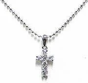 Shimmering platinum necklace-Silver Necklace Chain with Mini Crystal White Cross Pendant AC85800cross