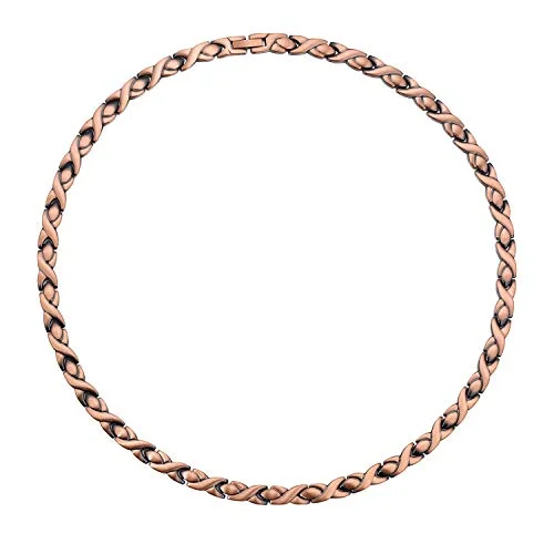 Etched chain necklace-Copper Magnetic Therapy Necklace Unique X Shape