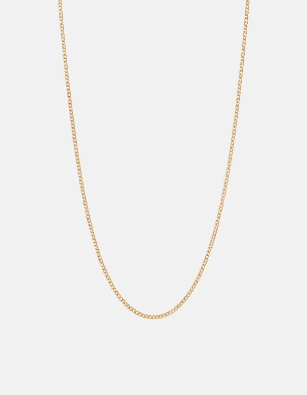 Raised-tier necklace-2mm Cuban Chain Necklace, 14k Gold