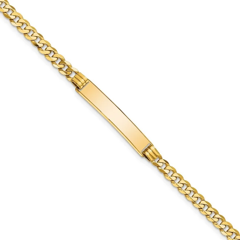 Curving bar bracelet-Curata 10k Yellow Gold 5.38mm Engravable Flat Curb Link ID Bracelet