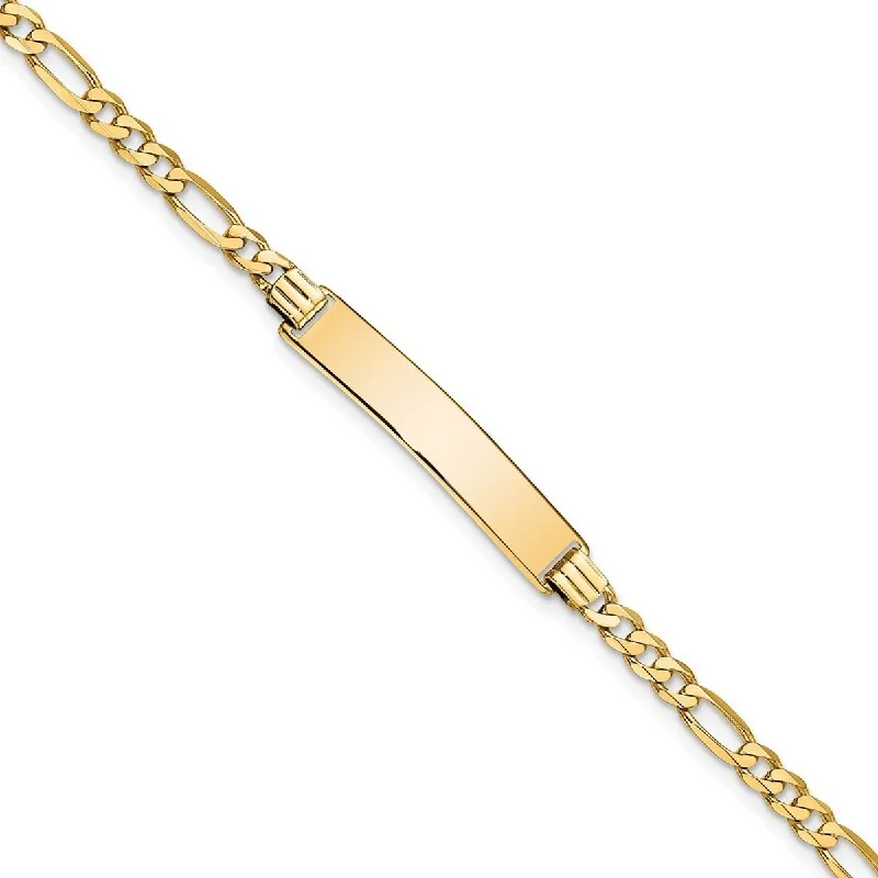 Thin diamond bracelet-Curata 10k Yellow Gold 6.2mm Engravable Figaro Link ID Bracelet