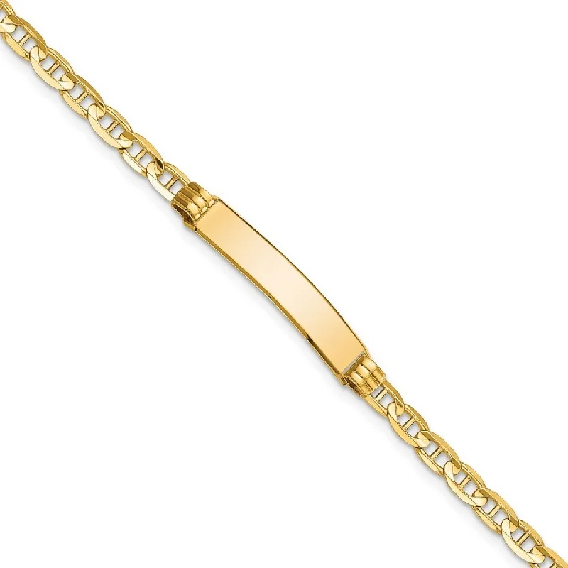 Nonagonal charm bracelet-Curata 10k Yellow Gold Engravable 5.1mm Mariner Anchor Link ID Bracelet