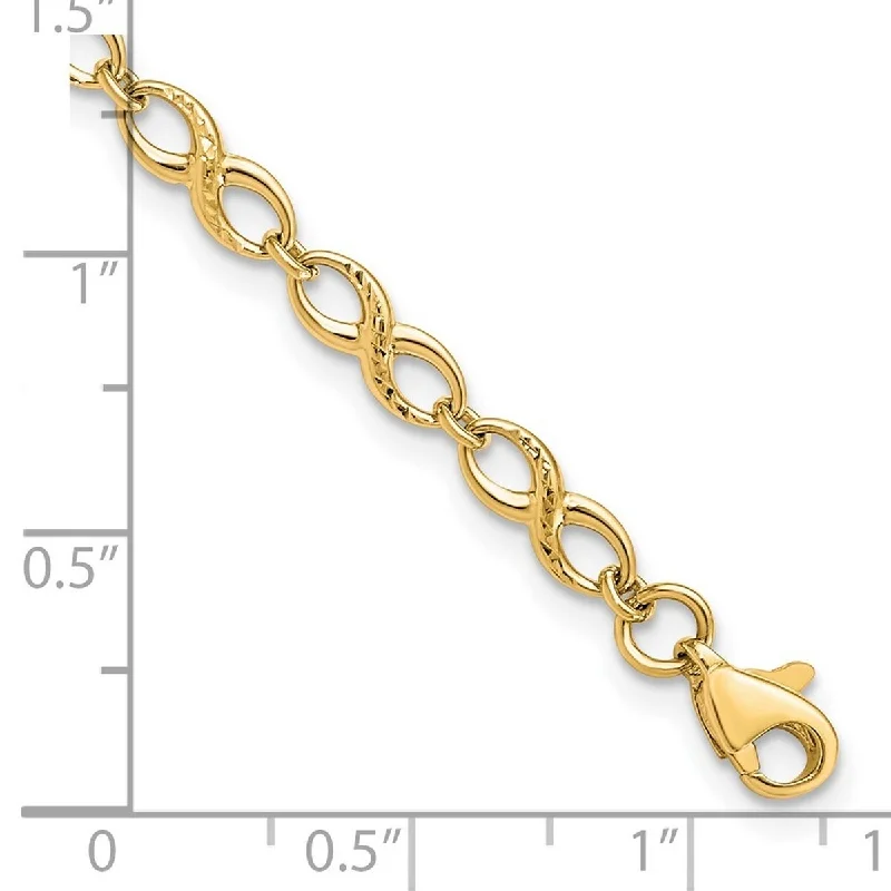 Slack coil bracelet-Curata 10k Yellow Gold Infinity Polished Bracelet 7 Inch