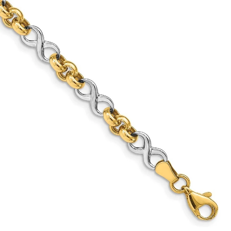 Retro-style opal bracelet-Curata 14k Two tone Gold Infinity Bracelet 7.5 Inch