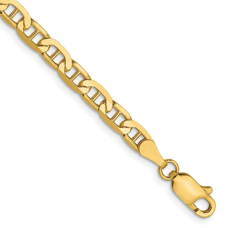 Fine-level bracelet-Curata 14k Yellow Gold 3.75mm Concave Mariner Anchor Chain Bracelet