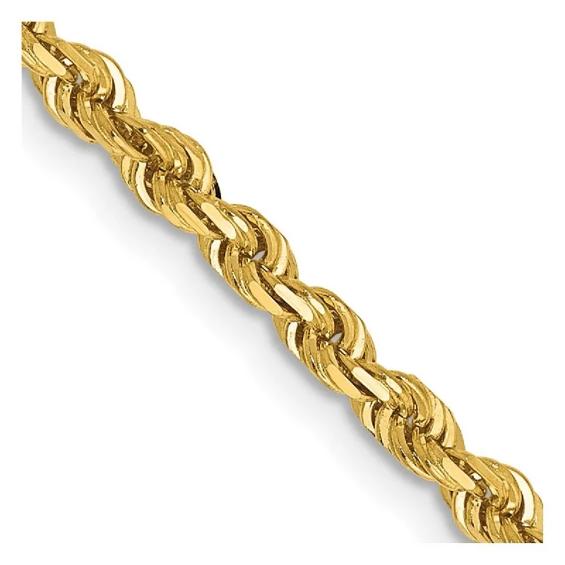 Ridge-set bracelet-Curata 14k Yellow Gold Solid 3.0mm Sparkle Cut Quadruple Rope Chain Bracelet Lobster Claw