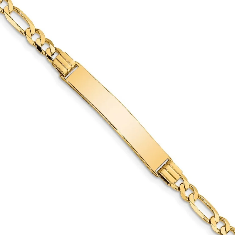 Horizon-cut bracelet-Curata 6.56mm 10k Yellow Gold Engravable Figaro Link ID Bracelet