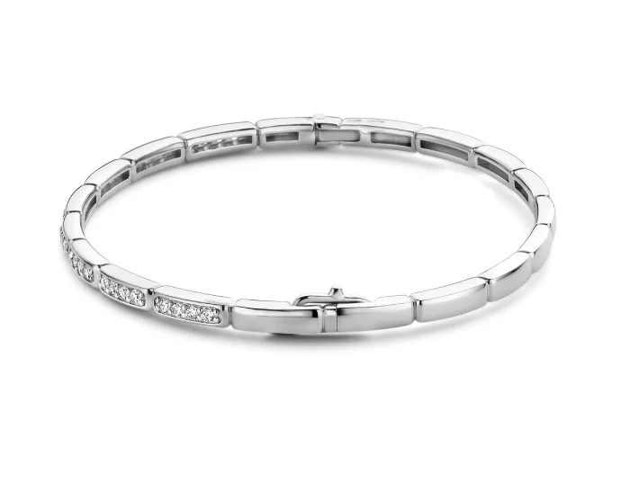 Engraved initial bracelet-CZ Bangle Bracelet